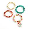 Рождественская серия Цветные рисовые бусины 4-х частей набор колец, Тренд эластичное кольцо для женщин