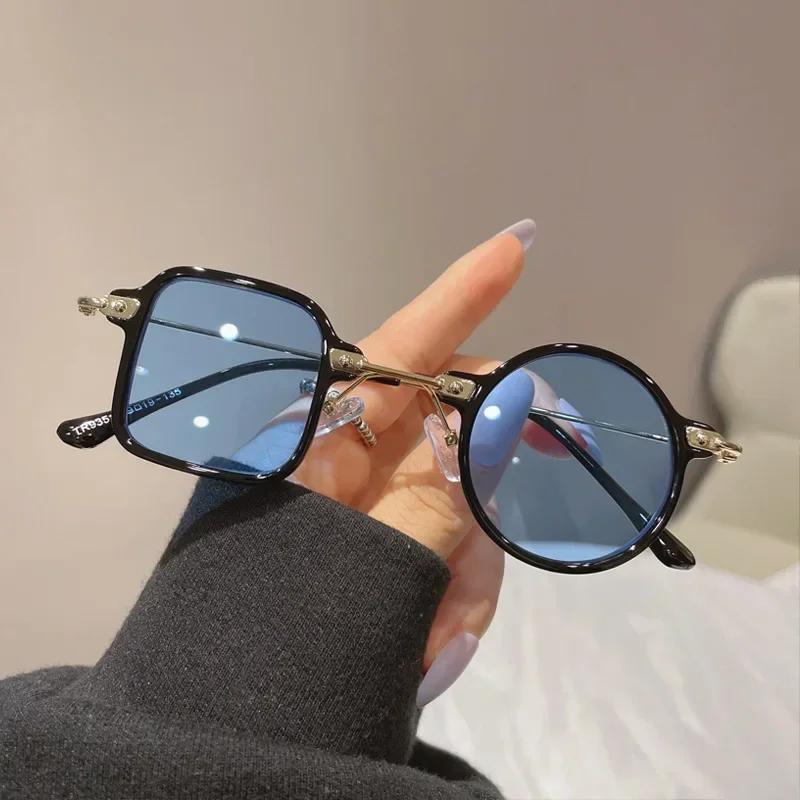 Квадратные круглые солнцезащитные очки Ретро Uv400 Прозрачные Мужские Панк Солнцезащитные очки Океанические линзы Тени Для женщин Мужчин Eil Homme