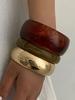 IngeSight.Z 3 Styles Boho Wide Chunky Round Acrylic Resin Bangle Women Hip Hop Geometric Metal Bracelet Stackable Charms Jewelry