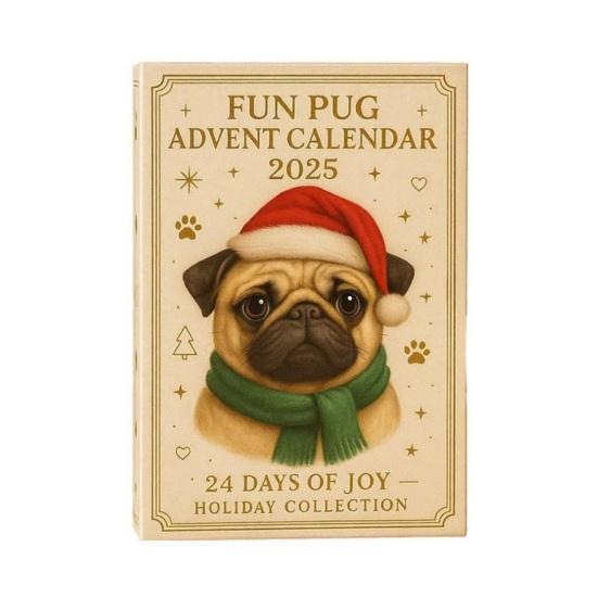 Pug Dog Advent Calendar 2025 24 Days Christmas Ornaments Cute Pug Hanging Decorations for Tree Funny Holiday Gift for Dog Lovers