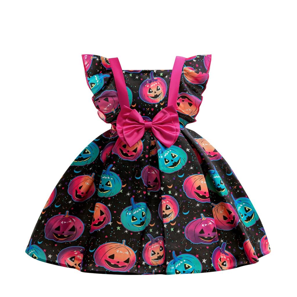 Halloween Girls Dress Printed Dress Witch Role Play Cosplay Costume Masquerade Costume