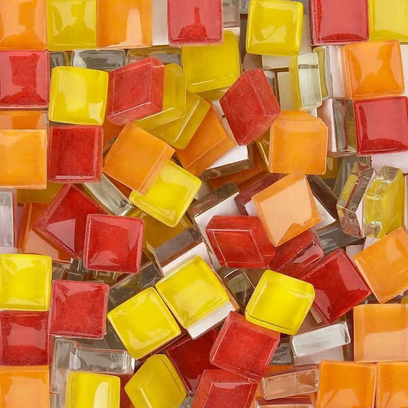 100 г смешанных мозаичных кусочков, ассорти цветов, квадратные мозаичные плитки из блестящего стекла для поделок своими руками, синий, фиолетовый, зеленый, арте