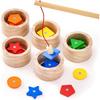 Boby Montessori Toy 2-in-1 Wooden Sorting Cup&Magnetic Fishing Game-Educational Puzzle Toy for Toddlers 1-4 Year Old,Colors Shapes Sorting&Matching