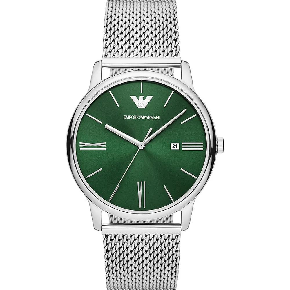 Emporio Armani Минималистичные Мужские Кварцевые Часы AR11578 из Зеленой Нержавеющей Стали с Сетчатым Браслетом