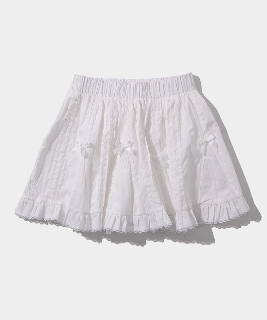 Place Studio Lace Ribbon Micro Mini Shorts Skirt [Black]