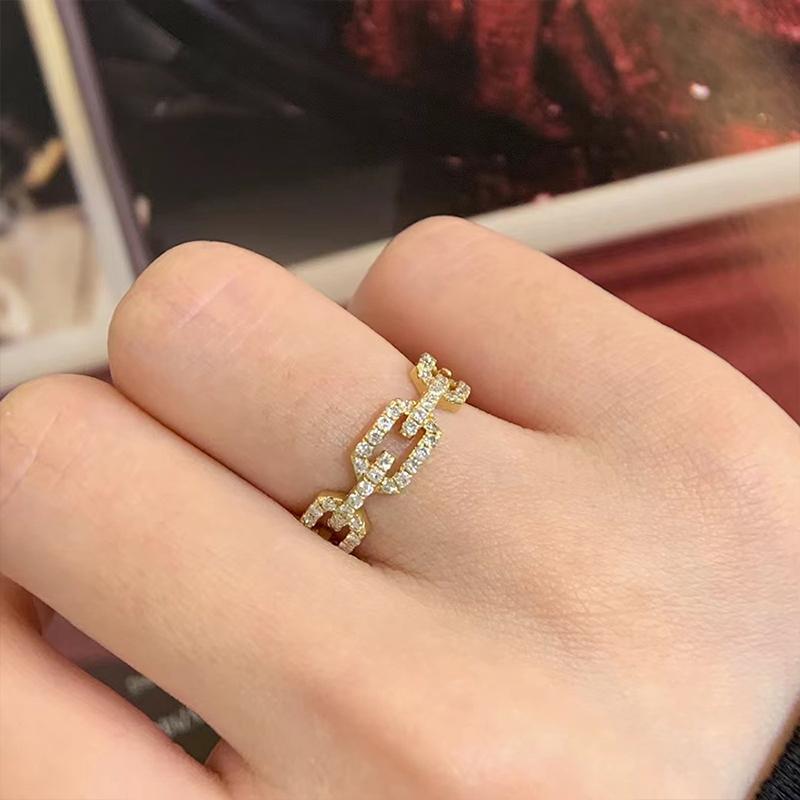 Huitan Fashion Linked Design золотые кольца с полным покрытием из кубического циркония Bling Bling женские аксессуары модные кольца ювелирные изделия