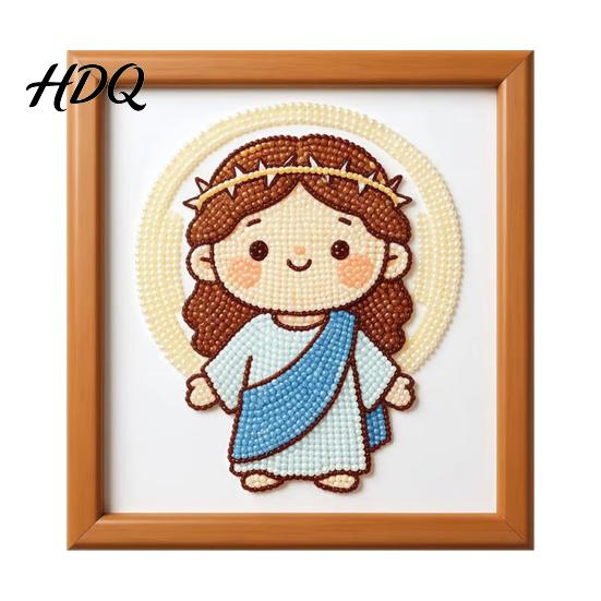 Beginner Faux Pearl Art Set Jesus Painting Kit DIY Handmade Rhinestone Faith-themed