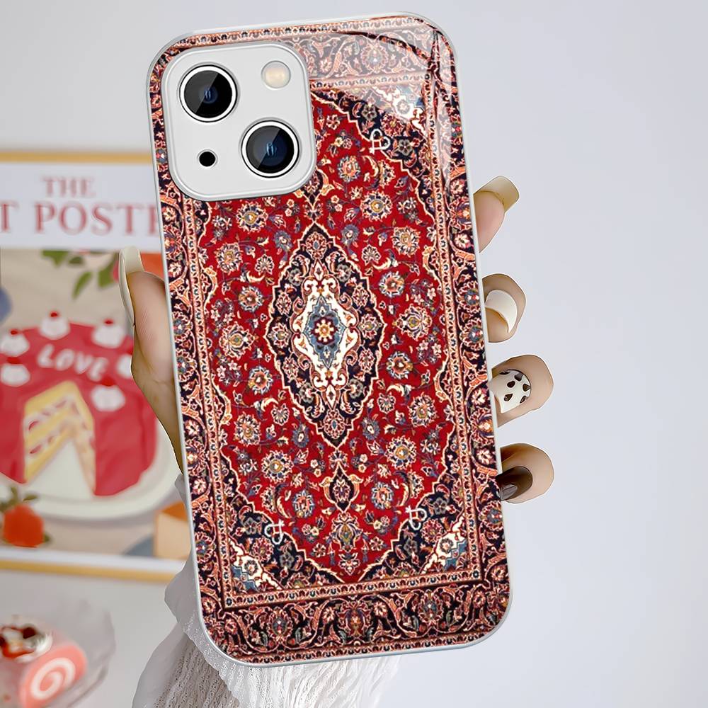 Персидский ковер Цветочный узор Закаленное стекло Для iPhone 14 13 12 11 Pro Mini XS MAX 14Plus X XS XR Чехлы