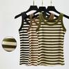 Casual Women's Slim-Fit Thin Strap Tank Fashion Tank Tops Sleeveless Camisole Round Necked Loose Summer Undershirt Striped Camisoles