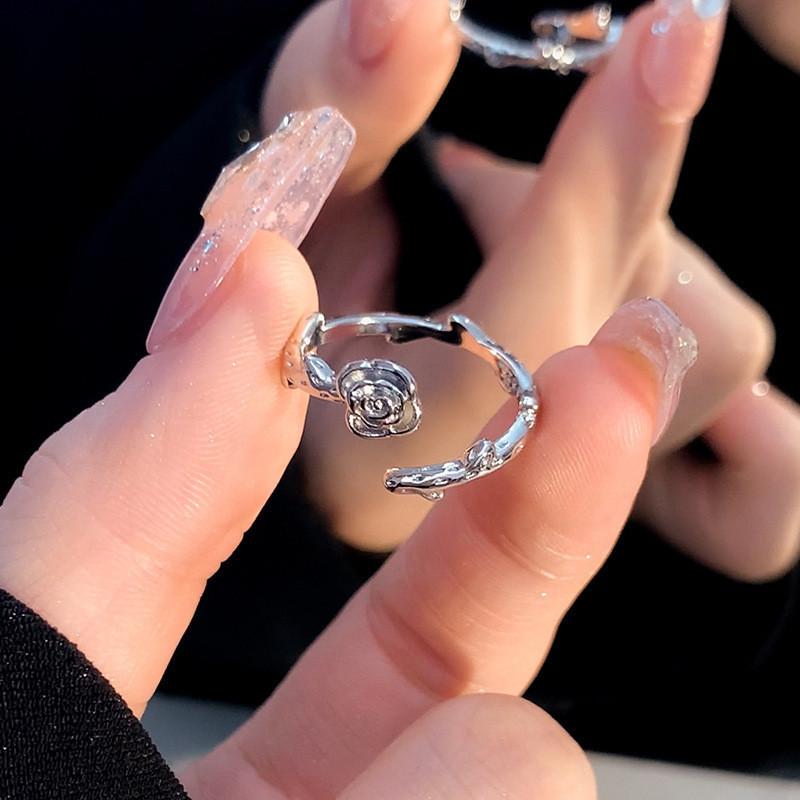 Elegant Copper Geometric Design Adjustable Open Ring For Women Couples Fashion