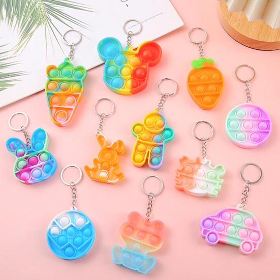 Bubble Popping Keychain Students Office Workers Stress Relief Push Bubble Key Ring Backpack Hanging Decoration