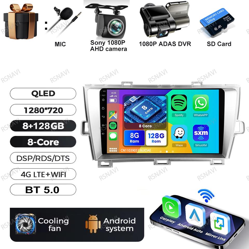 Android 16 Multimedia For Toyota Prius 2009 2010 2011 2012 2013 2015 XW30 Video Player Car Radio BT GPS Autoradio Navigation RDS