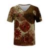 Women's Fashion Casual V-Neck Loose Comfortable Short Sleeve Print Tops Blouse