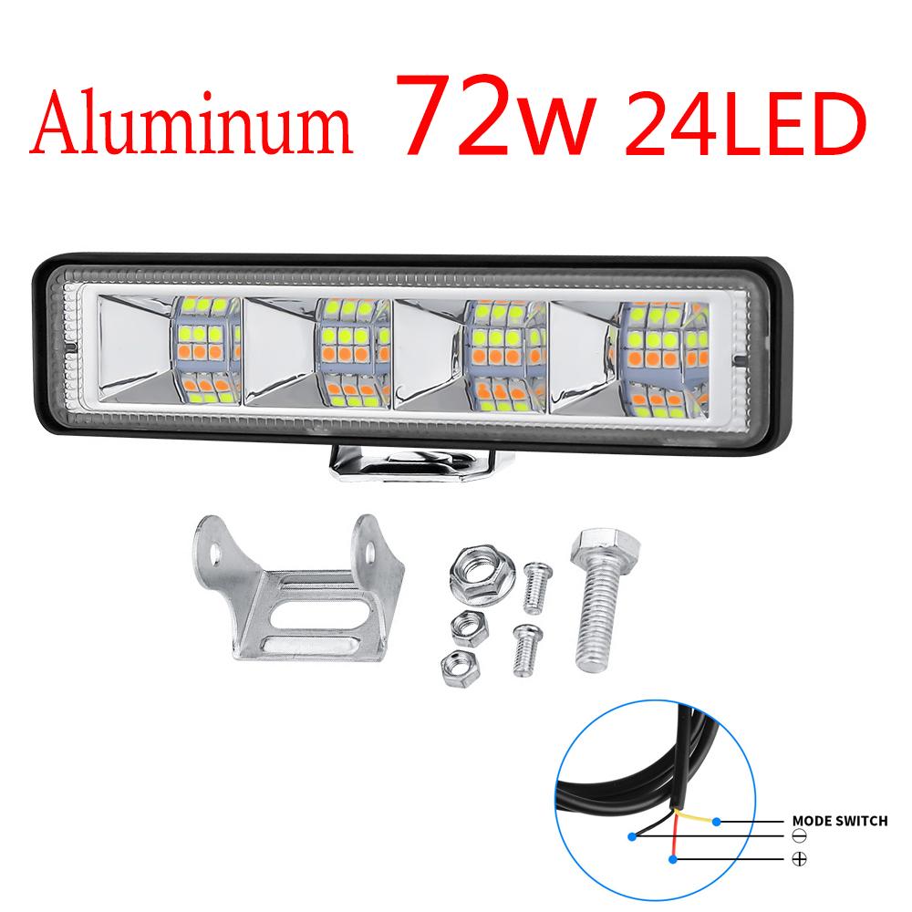 12-60V 72W Car Work Light LED Bar 4x4 24LED Worklight Bar Offroad SUV ATV Tractor Boat Truck Excavator Led Spot Flood Combo Beam