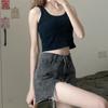 Broken Hole Denim Shorts Tide Women's Summer High-waisted Loose Thin Wide-legged Raw Edge Shorts