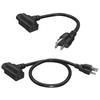 Практичный шнур питания с двойной розеткой 14AWG для оборудования, 2 фута, NEMA 5 15P (вилка) на C13 (гнездо), для ежедневного использования