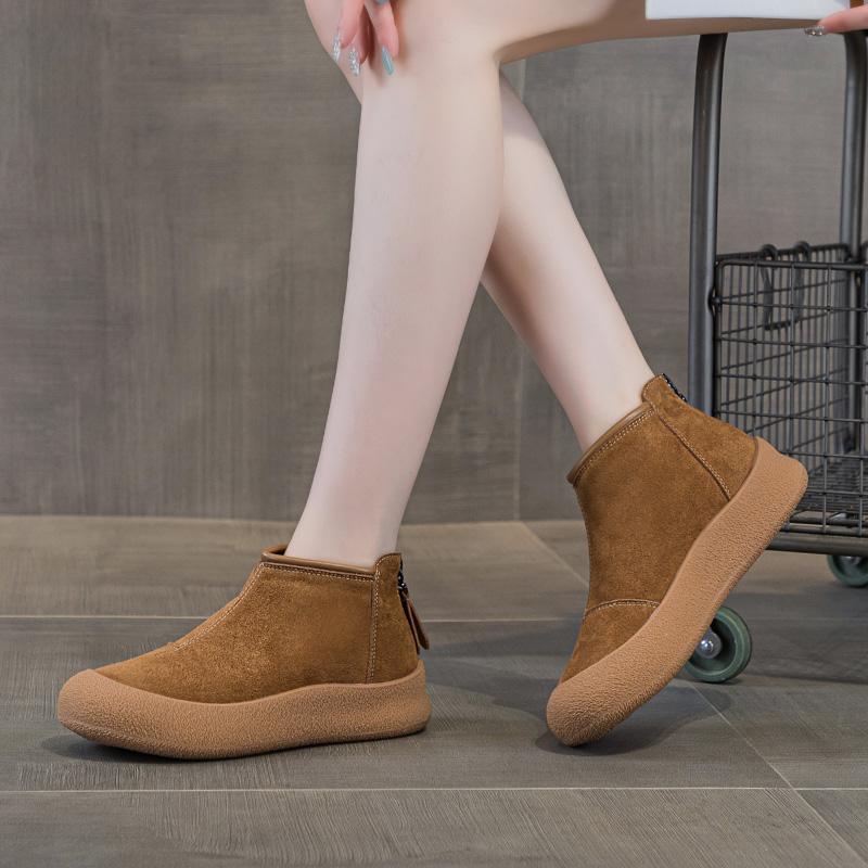 Модные зимние ботинки AIYUQI для женщин, большой размер, 2025, зима, натуральная кожа, женские короткие ботинки, утолщенные теплые зимние ботинки для женщин