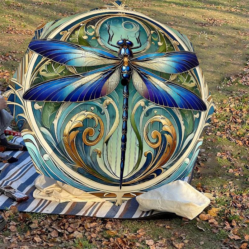 1pc Dragonfly Art Nouveau Automatic Open/Close Umbrella with Windproof, 8-Rib Sturdy Canopy, Durable Ribs, Fashionable Design1256A