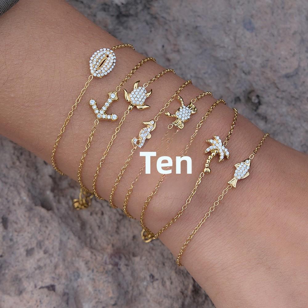 Quiet Chic Animal Resort Style 18K Gold Stainless Steel Zircon Ocean-Style Women's Bracelet Light Luxury High-End Cross-Border