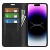 For iPhone 15 Pro Max PU Leather Wallet Flip Case Anti-scratch Skin-touch Stand Cover