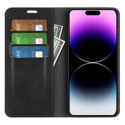 Для iPhone 15 Pro Max Чехол-книжка из ПУ кожи, противоударный, приятный на ощупь, с подставкой