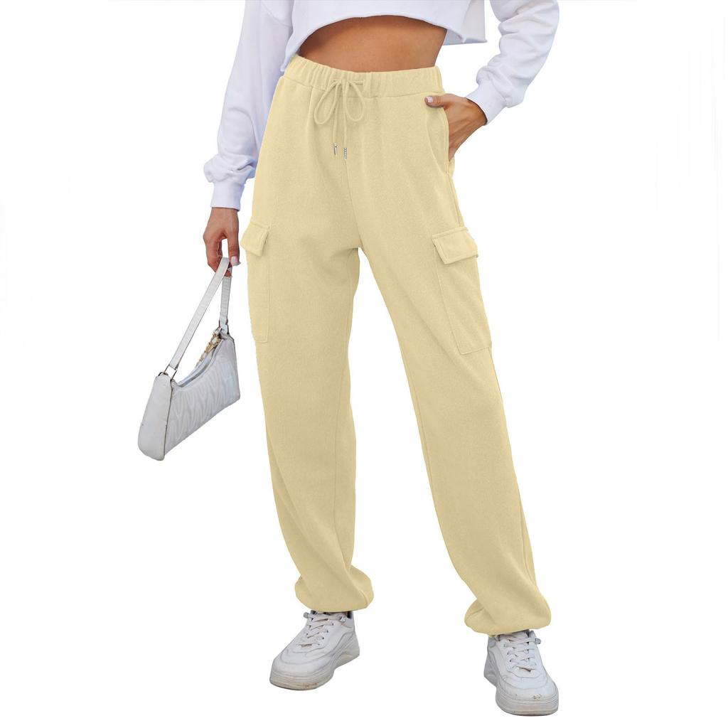Женские модные спортивные однотонные повседневные спортивные штаны с карманами и брюками