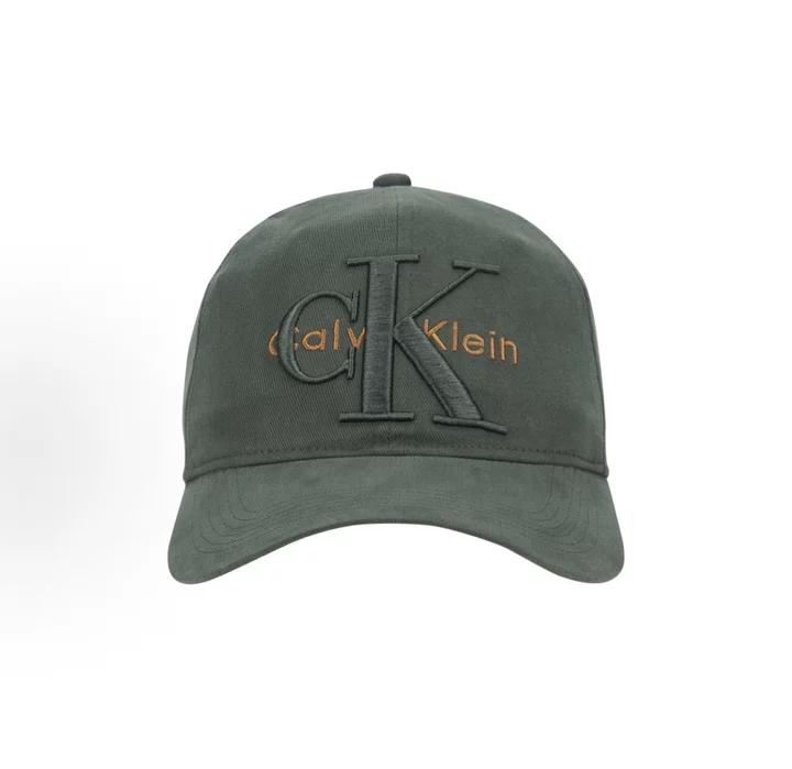 Calvin Klein Layered Monogram Cotton Twill Baseball Cap, Two-Tone Stacked CK Embroidery Curved Brim Casual UV Sun Hat 4D5039G