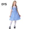 Girl's Blue Gingham Dress Kansas Girl Halloween Fancy Party Dress-up Costume Fairytale Musical Movie Character Cosplay Outfit for Kids