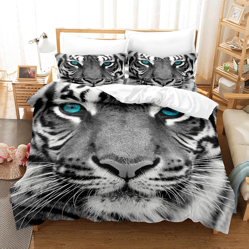3D Digital Printing Three-Piece Set, Chinese Tiger Picture 3D Printing Bedding Kit
