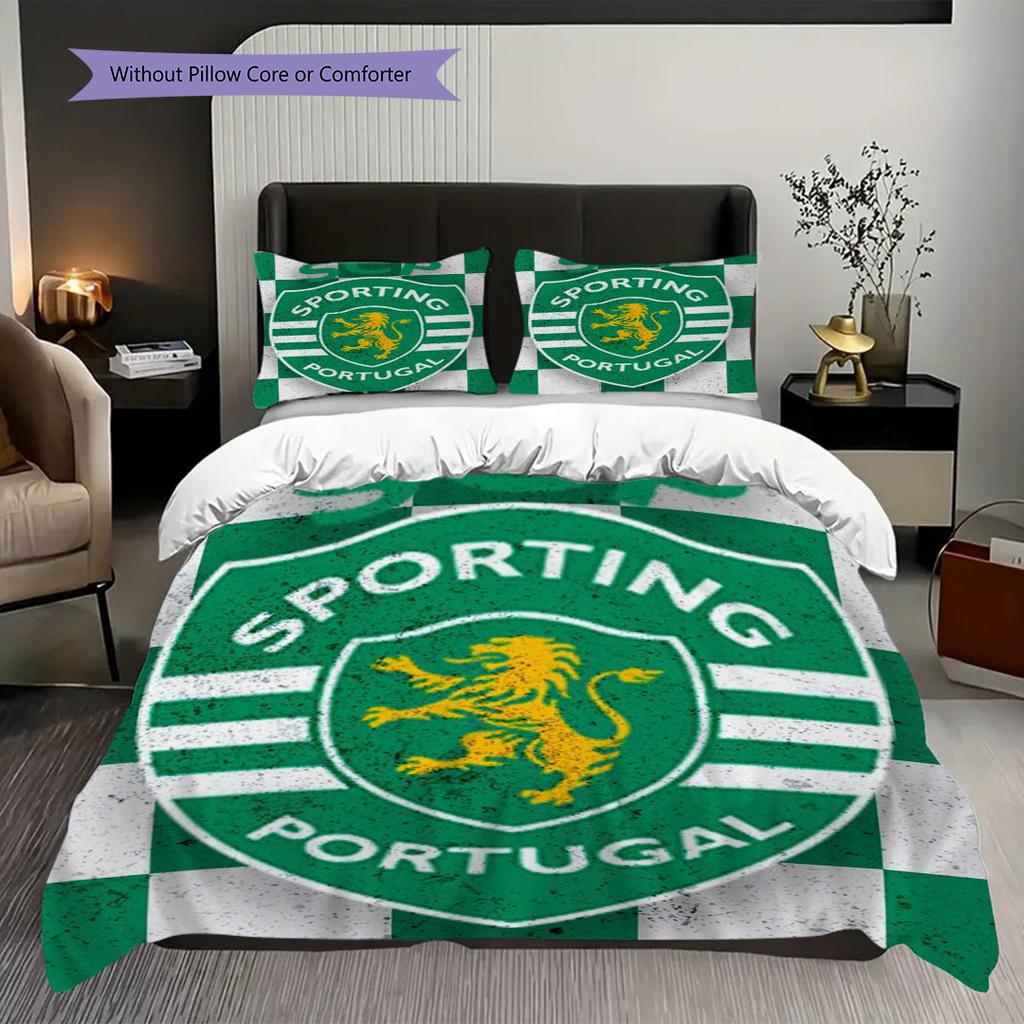 Scp Portugal Emblem Three-piece set (1 * duvet cover + 2 * pillowcase, without core) 2D Flat Duvet cover and pillowcase Christmas birthday gift