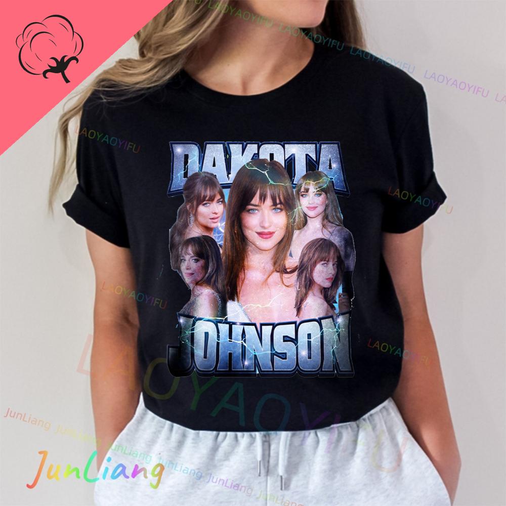 Dakota Johnsons Mens Cotton Tshirt Retro 90s Fans Gift Tee Tshirt Y2k Vintage Top Streetwear Aesthetic Clothing Short Sleeve
