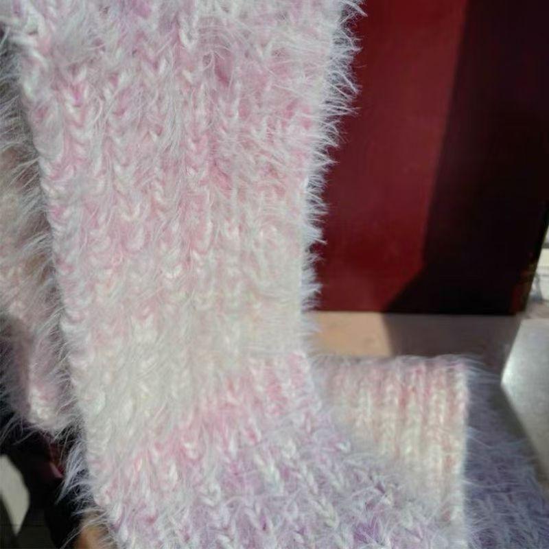 Набор мохеровой пряжи с радужным градиентом - средней толщины, идеально подходит для ручного вязания шарфов