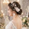 Flower Hairband Earring Set For Wedding Photoshoot Floral Headwear