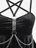 Готический PU ремешок Rosegal с люверсом, многослойная цепочка с перекрещенными бретелями, асимметричный платок, бархатный топ на бретельках с открытой спиной