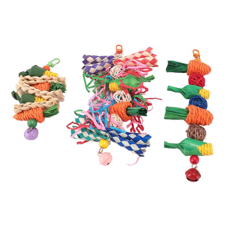 Birds Shredding Toys 3 Piece Set Multipurpose Interesting Colorful Anxiety Reduction Parrot Chew Toys for Exercising for Home