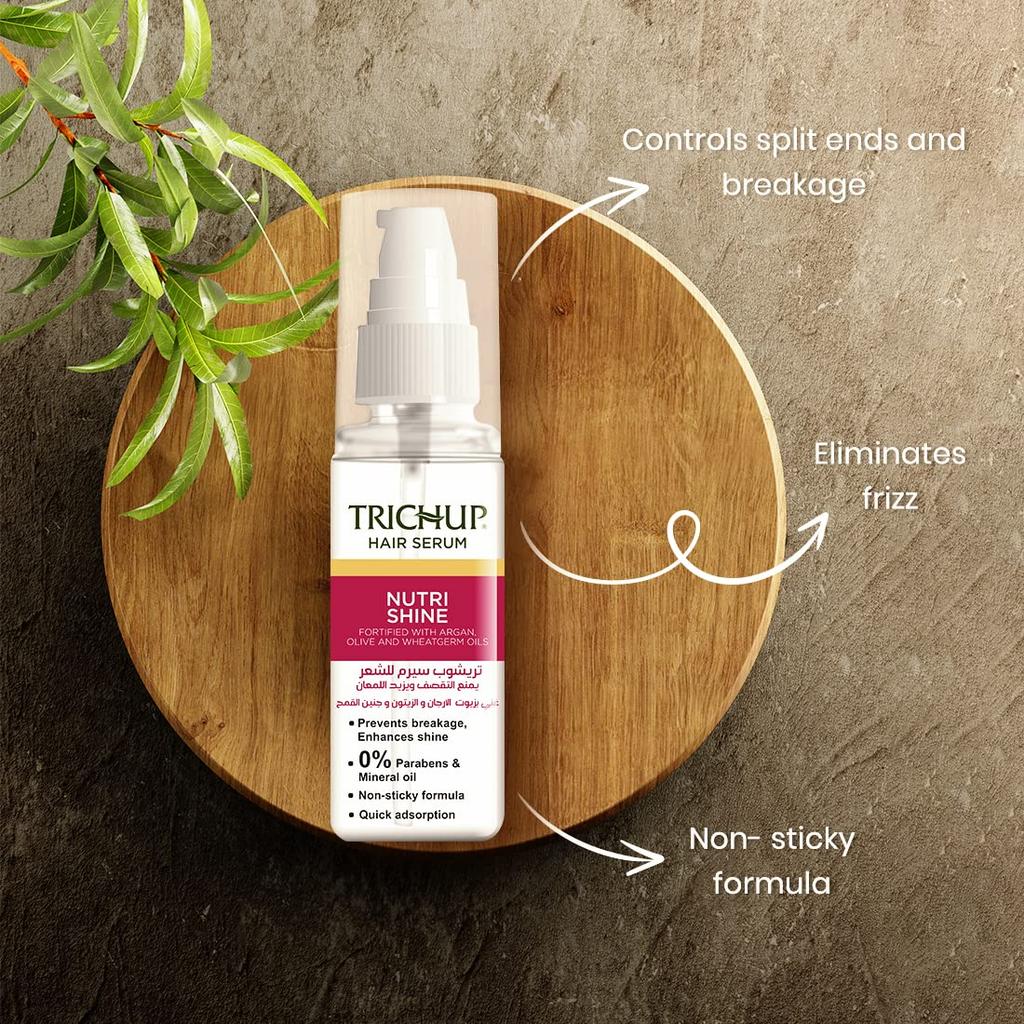 Trichup Сыворотка для волос Nutrishine 60 мл с маслами арганы, оливы, зародышей пшеницы Для всех типов волос Гладкость Блеск Контроль Уход