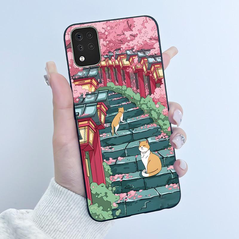 Милый Чехол Для LG K42 Capa LG Q52 Fundas LG K52 Coque LG K62 Печатный Корпус Защитная Крышка Мягкий Силикон Мультяшный Черный Корпус