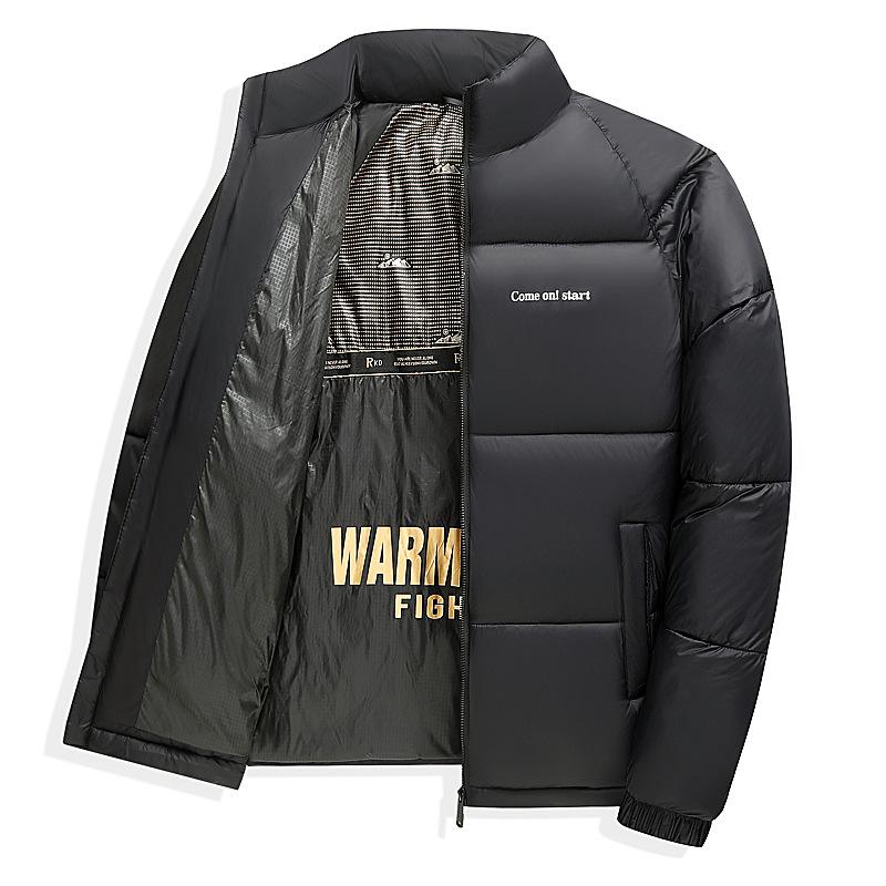 Осенне-зимняя повседневная толстая графеновая черная золотая хлопковая куртка мужская с воротником-стойкой из хлопка