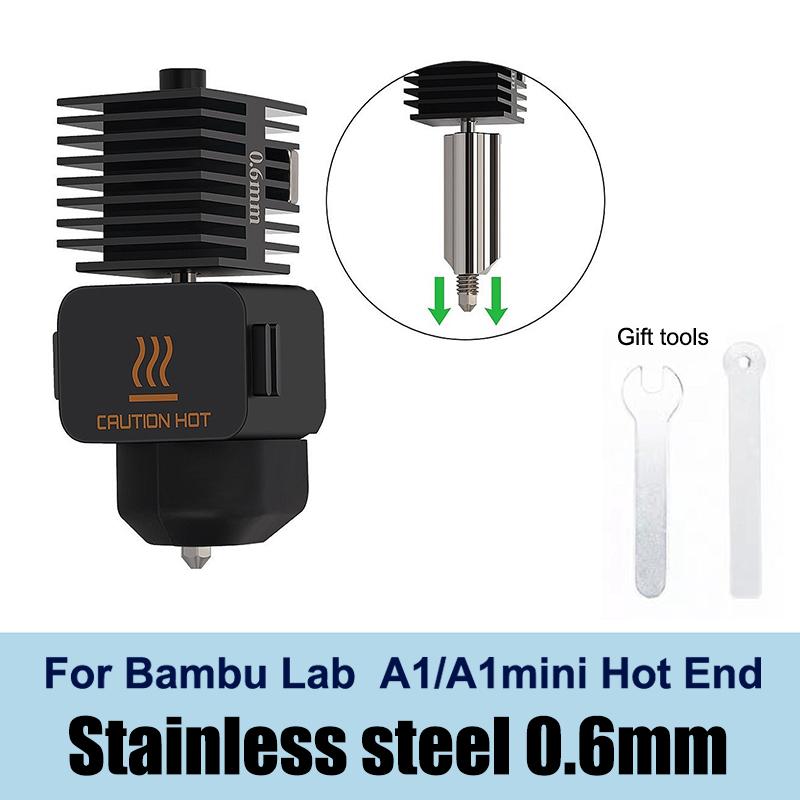 Для Bambu Lab A1/A1 Mini Комплект хотенда Быстроскоростная печатающая головка Термистор Нагреватель 0.2/0.4/0.6/0.8мм Сопло из закаленной стали
