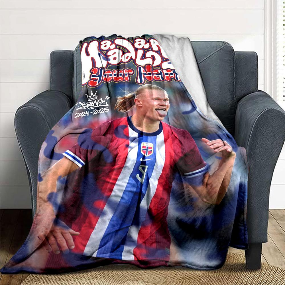 Haaland Customize Your Name Blanket Throw Personalized Blanket Comfortable Versatile for Sofa Seaside Couch Bedding for All Occasions