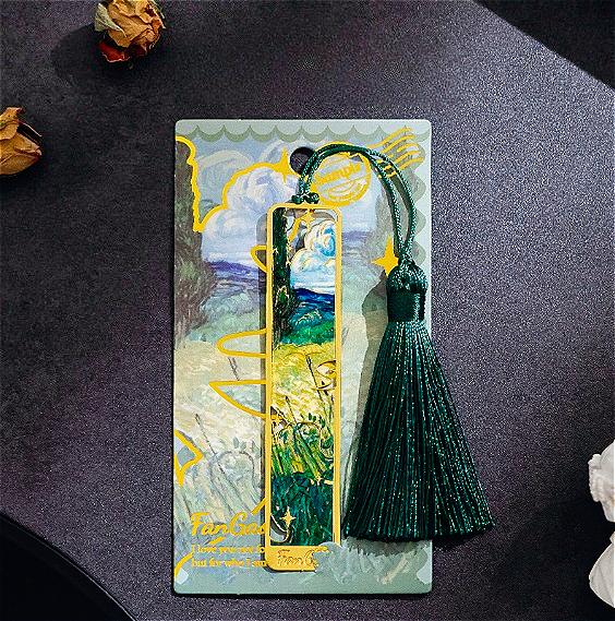 Винтажная металлическая закладка для масляной живописи - Полая закладка с кисточкой из золотой фольги - Подарок для книжных клубов и любителей книг