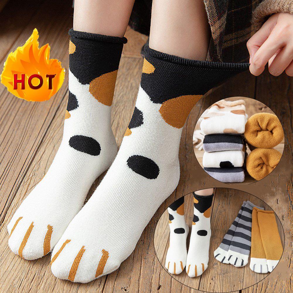 Рождественский подарок Носки для сна в кровати Милый узор кошачьих лапок Хлопковые носки Напольные носки Утолщенные