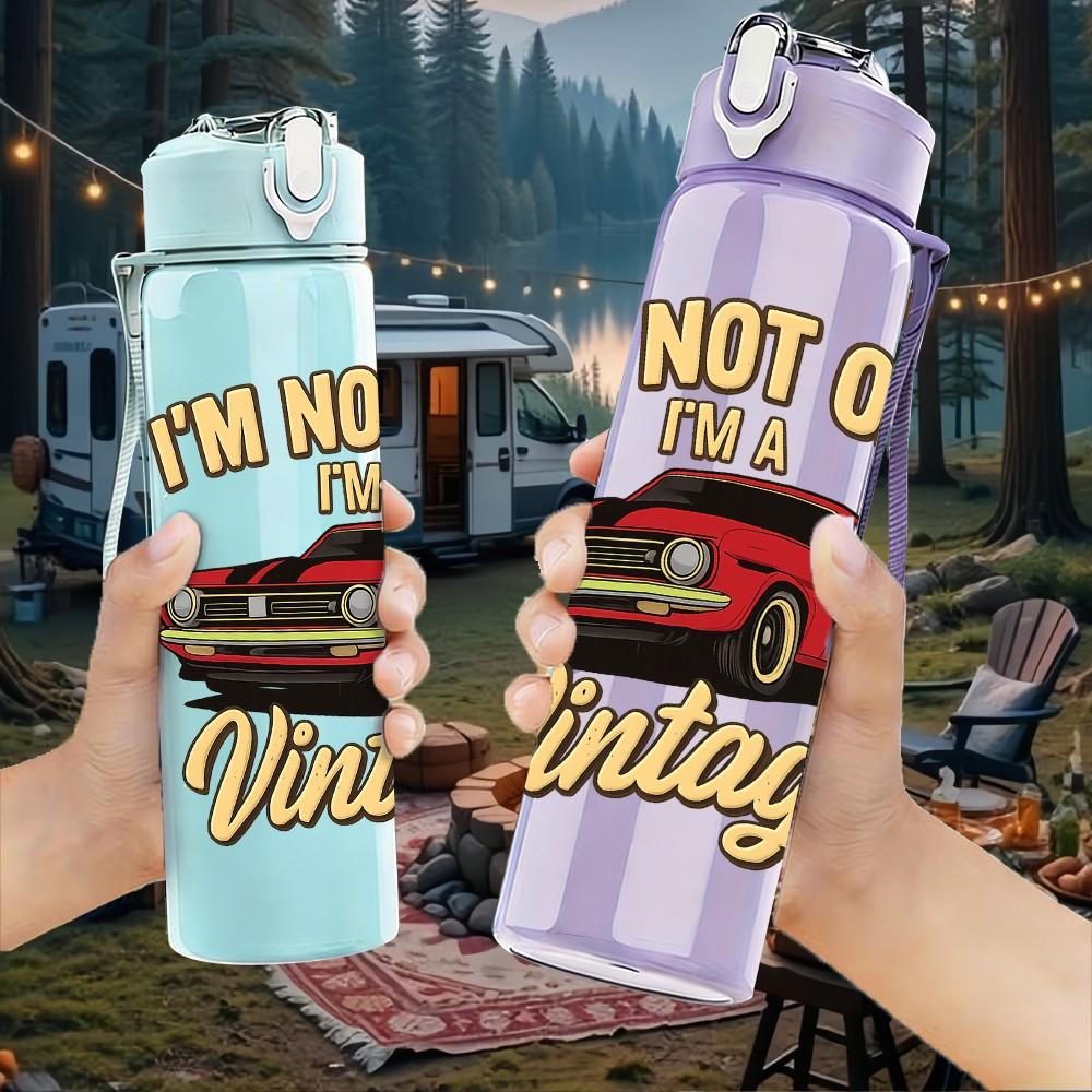 1PC I Am Not Old Vintage Car 750ml Color Plastic Sports Water Bottle Leakproof Flip Straw Lid Suitable for Sports Office Home Use