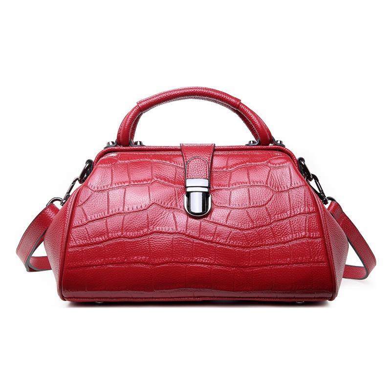 Genuine Leather Women's Stylish Bag Women's One-shoulder Handbag with Top Layer Cowhide Crocodile Crossbody Bag