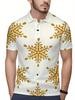 Men's Short-Sleeve Polo Shirt with Lapel Collar & Button Placket - Full-Body Christmas Print Button-Front Suitable for Dates, Beach Vacations, Machine