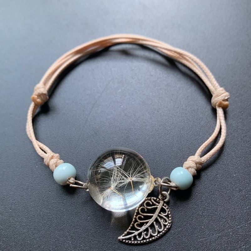 Dandelion Hand Chain With Glass Beads For Friendship And Giftgiving