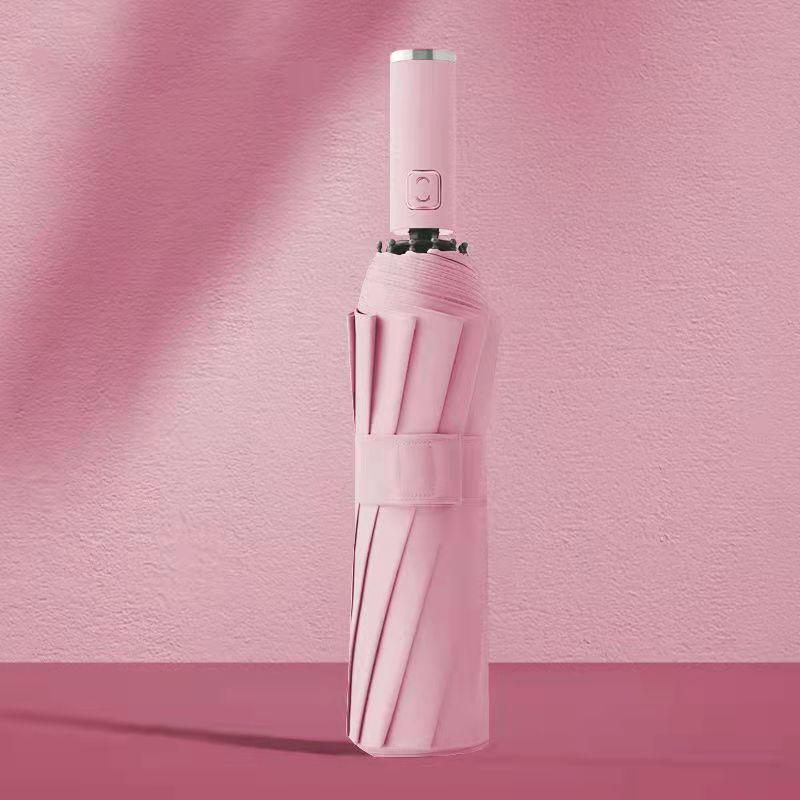 Ультрапрочный зонт-автомат двойного сложения черного цвета с защитой от УФ-лучей.