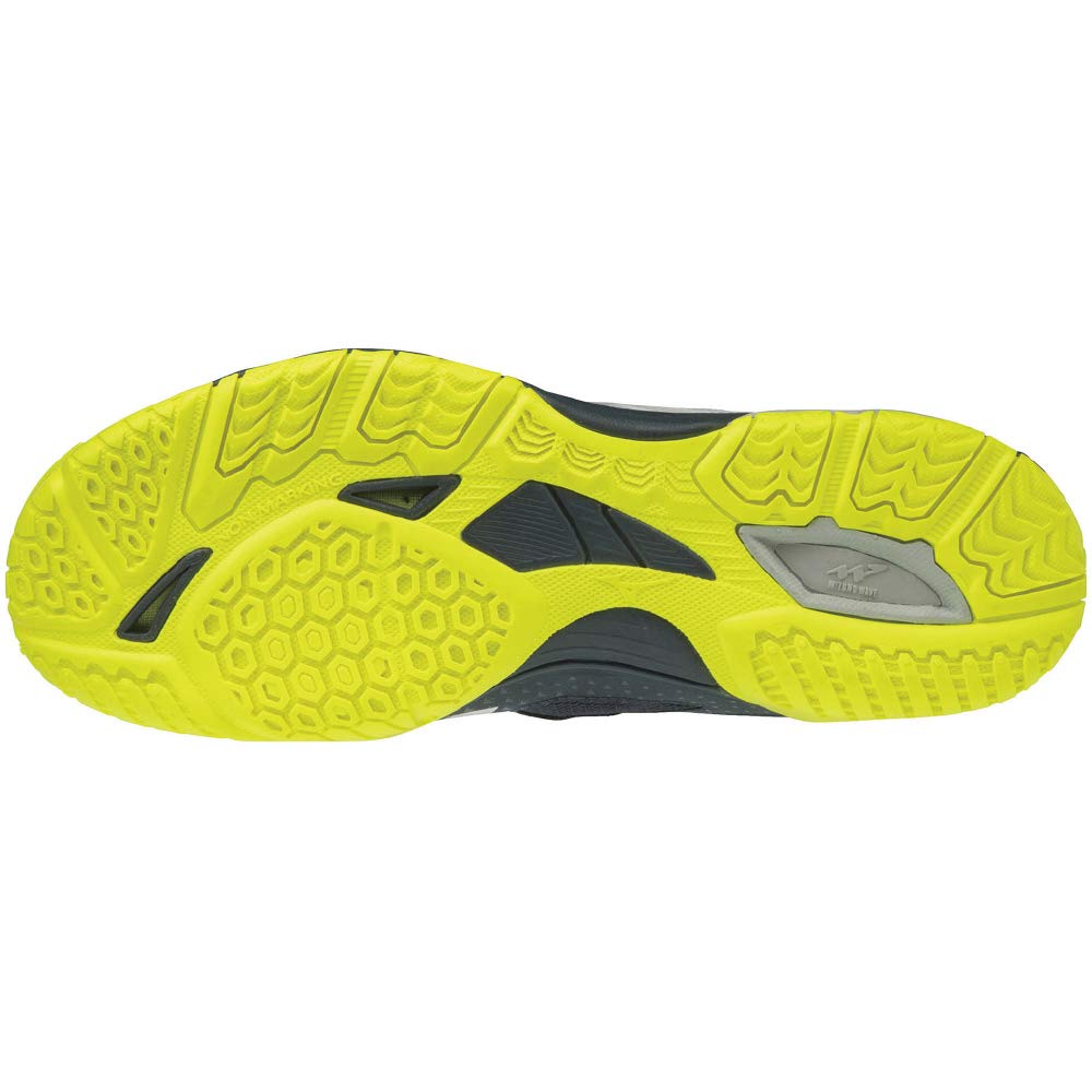 Mizuno Wave Medal 6 Амортизация и размер 2E Обувь для настольного тенниса, Стабильность, Белый/Темно-синий/Желтый, 27,0 см,