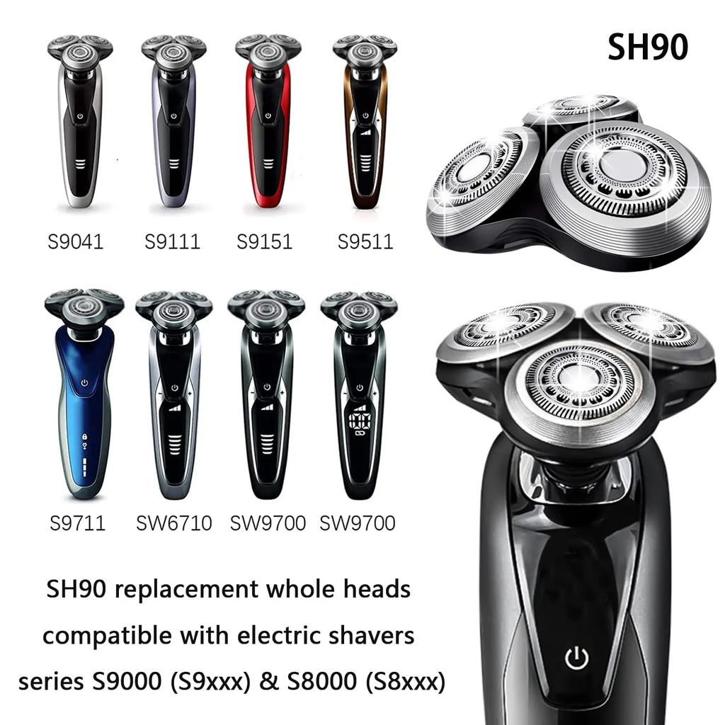 SH90 Replacement Heads for Philips Norelco Series S900/8000,SW97xx, SW67xx S7310 S7370 S9511 S9111 S9031 S5075 S5095 Shaver