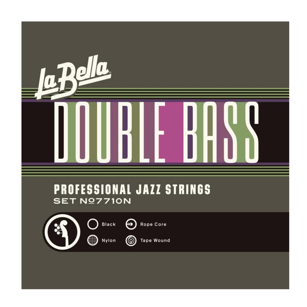 La Bella Bass Nylon Tape Wound On a Rope Core 7710N/Professional Jazz/Light Tension/Double Strings/Black